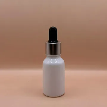 15ML Glass Bottle White with 18MM Dropper with Metalized Ring | Essential Oil Serum Packaging