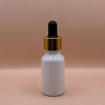 15ML Glass Bottle White with 18MM Dropper with Metalized Ring | Essential Oil Serum Packaging