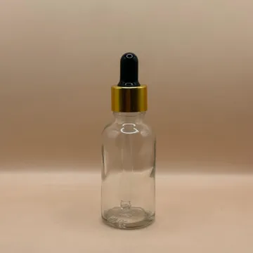 30ML Round Glass Bottle Clear 18MM Dropper With Metalized Ring | Serum Essential Oil Bottle
