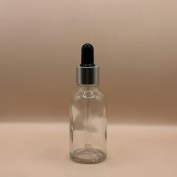 30ML Round Glass Bottle Clear 18MM Dropper With Metalized Ring | Serum Essential Oil Bottle