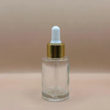 30ML Glass Flat Shoulder Bottle 20MM Dropper with Metalized Ring | Serum Essential Oil Bottle