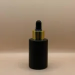 30ML Glass Flat Shoulder Bottle Black with 20MM Dropper with Metalized Ring | Premium Skincare & Essential Oil Bottle