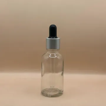 30ML Round Glass Bottle Clear 18MM Dropper With Metalized Ring | Serum Essential Oil Bottle