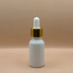 15ML Glass Bottle White with 18MM Dropper with Metalized Ring | Essential Oil Serum Packaging