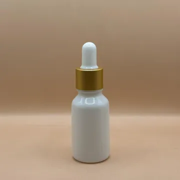 15ML Glass Bottle White with 18MM Dropper with Metalized Ring | Essential Oil Serum Packaging