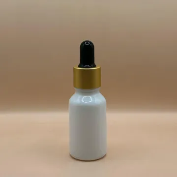 15ML Glass Bottle White with 18MM Dropper with Metalized Ring | Essential Oil Serum Packaging