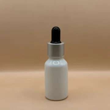 15ML Glass Bottle White with 18MM Dropper with Metalized Ring | Essential Oil Serum Packaging