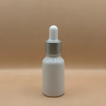 15ML Glass Bottle White with 18MM Dropper with Metalized Ring | Essential Oil Serum Packaging