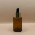 30ML Glass Flat Shoulder Bottle Amber with 20MM Dropper with Metalized Ring | Serum Essential Oil Bottle