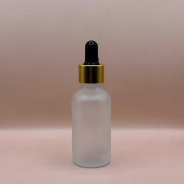 30ML Round Glass Bottle Frosted 18MM Dropper with Metalized Ring | Serum Essential Oil Bottle