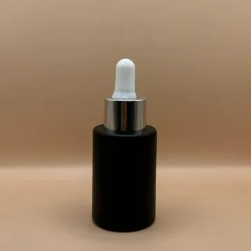 30ML Glass Flat Shoulder Bottle Black with 20MM Dropper with Metalized Ring | Premium Skincare & Essential Oil Bottle