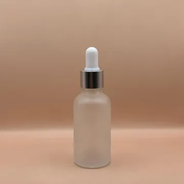 30ML Round Glass Bottle Frosted 18MM Dropper with Metalized Ring | Serum Essential Oil Bottle