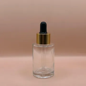 30ML Glass Flat Shoulder Bottle 20MM Dropper with Metalized Ring | Serum Essential Oil Bottle