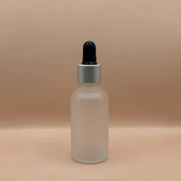 30ML Round Glass Bottle Frosted 18MM Dropper with Metalized Ring | Serum Essential Oil Bottle