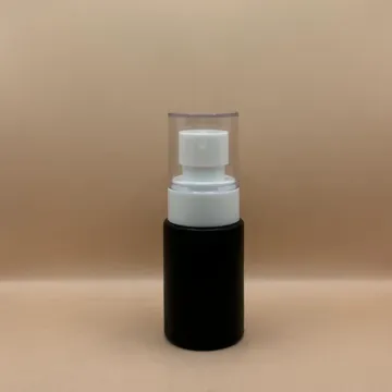 30ML Glass Flat Shoulder Bottle Black with 20MM Plum Mist Pump | Premium Cosmetic Packaging