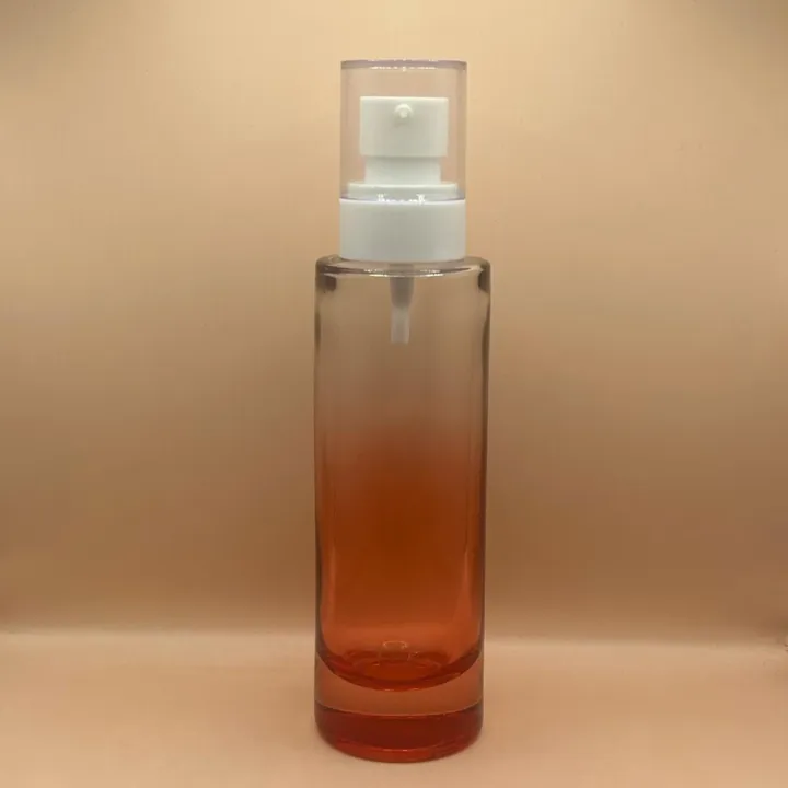 100ML Cylindrical Glass Bottle with 20/410 AS Lotion Pump with Acrylic Cap | Premium Skincare Packaging