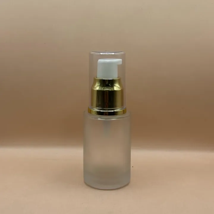 30ML Flat Shoulder Bottle Frosted With 20/410 Lotion Pump With Over Cap | Premium Skincare Packaging