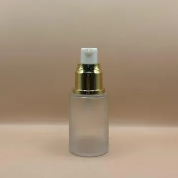 30ML Flat Shoulder Bottle Frosted With 20/410 Lotion Pump With Over Cap | Premium Skincare Packaging
