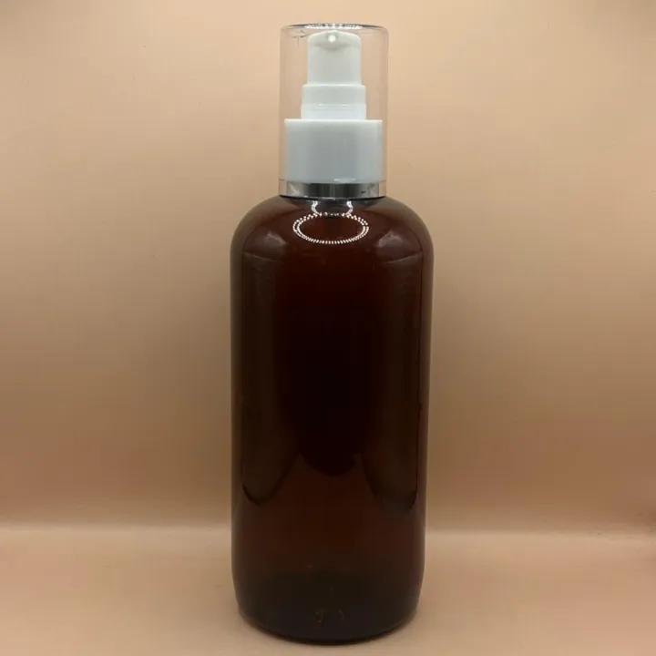 300ML PET Boston Bottle 24/410 AS Lotion Pump with Silver Lining | Skincare Haircare Dispenser