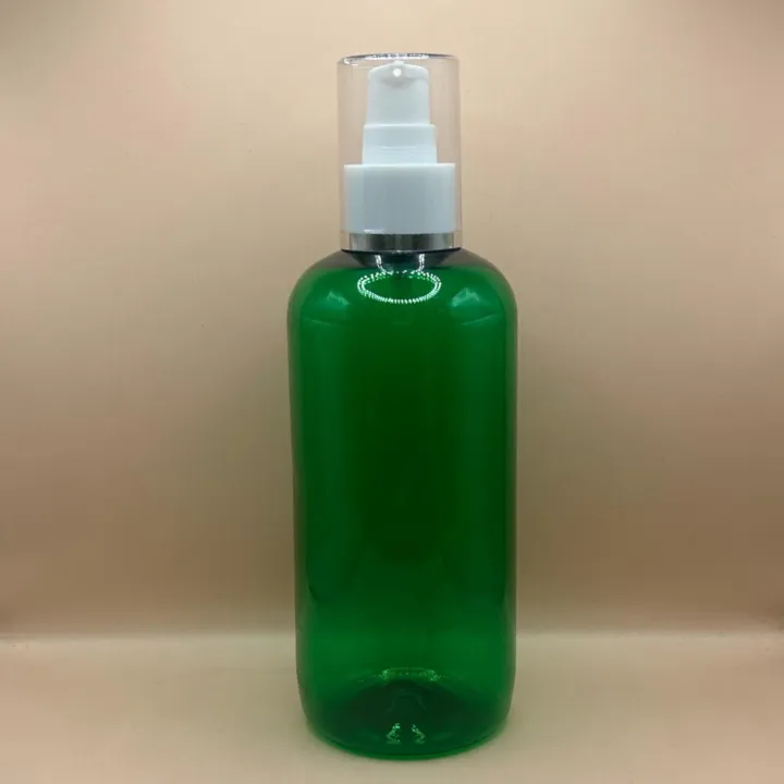 300ML PET Boston Bottle 24/410 AS Lotion Pump with Silver Lining | Skincare Haircare Dispenser