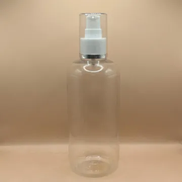 300ML PET Boston Bottle 24/410 AS Lotion Pump with Silver Lining | Skincare Haircare Dispenser