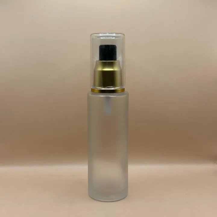 50ML Glass Bottle Frosted 20/410 Lotion Pump with Over Cap | Premium Skincare Packaging