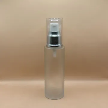 50ML Glass Bottle Frosted 20/410 Lotion Pump with Over Cap | Premium Skincare Packaging