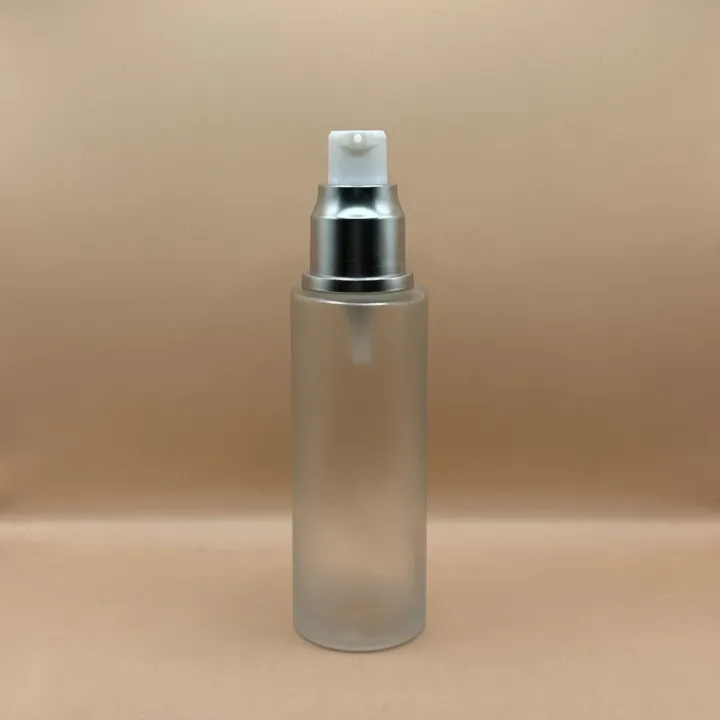 50ML Glass Bottle Frosted 20/410 Lotion Pump with Over Cap | Premium Skincare Packaging