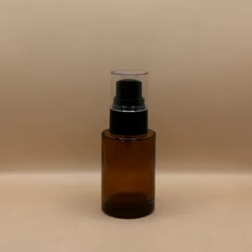 30ML Glass Bottle Amber with 20/410 Olay Pump with Acrylic Cap | Premium Skincare Packaging