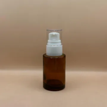 30ML Glass Bottle Amber with 20/410 Olay Pump with Acrylic Cap | Premium Skincare Packaging