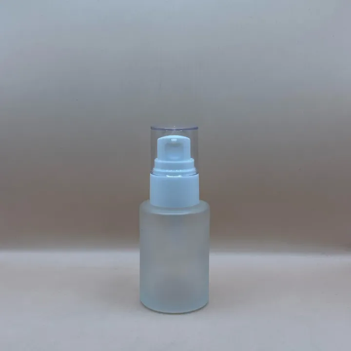30ML Glass Bottle With 20/410 Olay Pump With Acrylic Cap | Premium Cosmetic Packaging