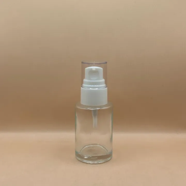 30ML Glass Bottle With 20/410 Olay Pump With Acrylic Cap | Premium Cosmetic Packaging