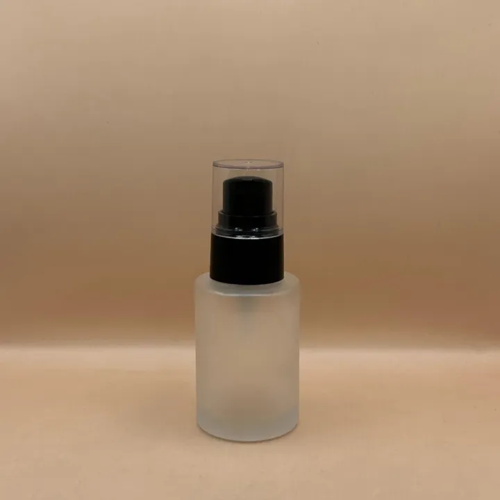 30ML Glass Bottle With 20/410 Olay Pump With Acrylic Cap | Premium Cosmetic Packaging