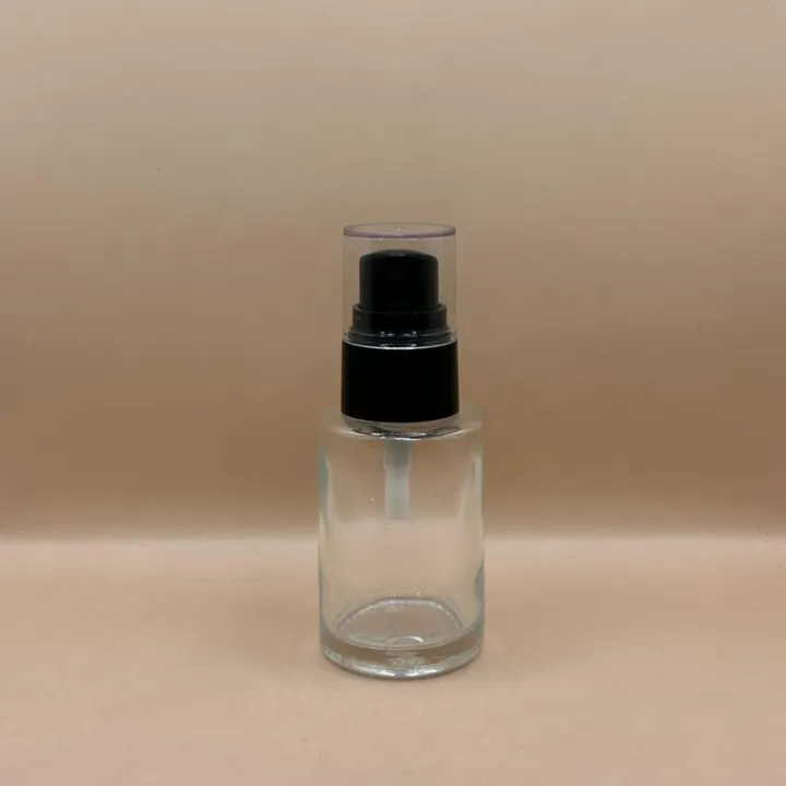 30ML Glass Bottle With 20/410 Olay Pump With Acrylic Cap | Premium Cosmetic Packaging