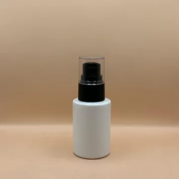 30ML Glass Bottle White with 20/410 Olay Pump with Acrylic Cap | Premium Cosmetic Packaging