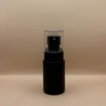 30ML Glass Flat Shoulder Bottle Black with 20MM Plum Mist Pump | Premium Cosmetic Packaging