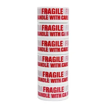 White 40microns Fragile Handle with Care Self Adhesive Tapes 48mm x 65m Pack of 12 | Strong & Durable Packaging Tape