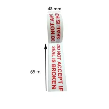 Transparent 40microns Do Not Accept If Seal is Broken Self Adhesive Tapes 48mm x 65m Pack of 12
