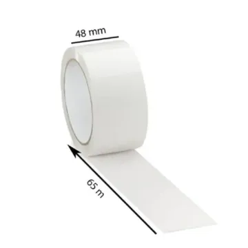 White 40microns Round Self Adhesive Tapes 48mm x 65m Pack of 12 | Strong & Durable Packaging Tape