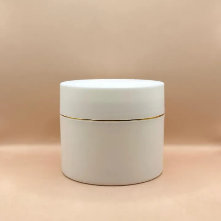100GM PP Royal Jar White With Golden Lining | Premium Packaging for Scrub and Face Mask