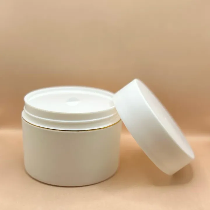 100GM PP Royal Jar White With Golden Lining | Premium Packaging for Scrub and Face Mask