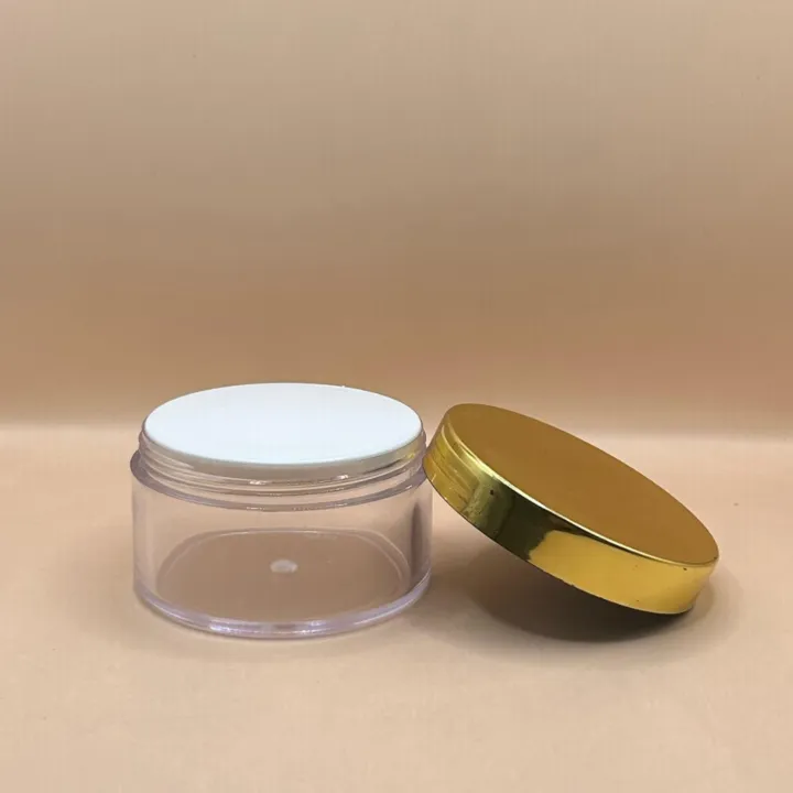 50GM Acrylic San Jar Clear With Golden Cap | Premium Cosmetic Packaging