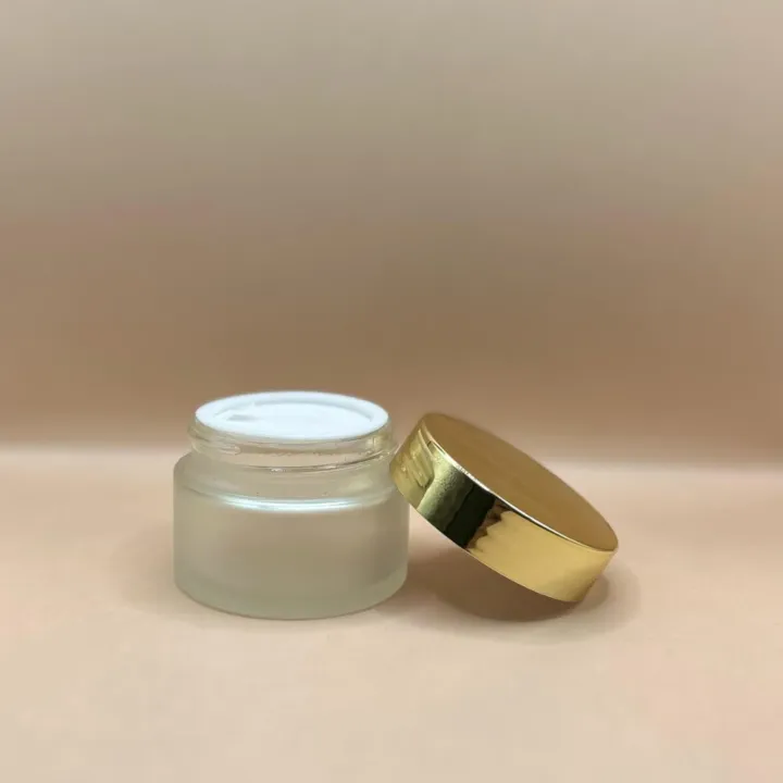 30GM Glass Jar Frosted With Golden Cap | Premium Cosmetic Packaging for Creams and Scrubs