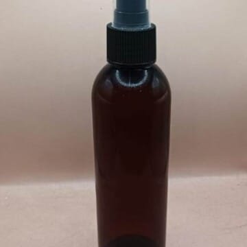 250ML PET Avon Bottle Amber 24/410 Mist Pump Black Ribbed | Fine Mist Spray Bottle for Skincare & Haircare