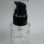20ml Glass Bottle-Round-Clear With 20/410 Olay Pump -Black Smooth With Acrylic Clear Cap