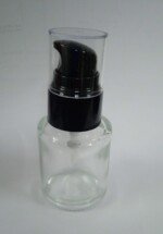 20ml Round Glass Bottle Black Olay Pump Acrylic Cap