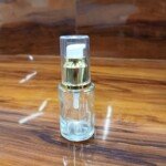 20ml Glass Bottle Round-Clear With 20/410 Lotion Pump White With Shiny Golden